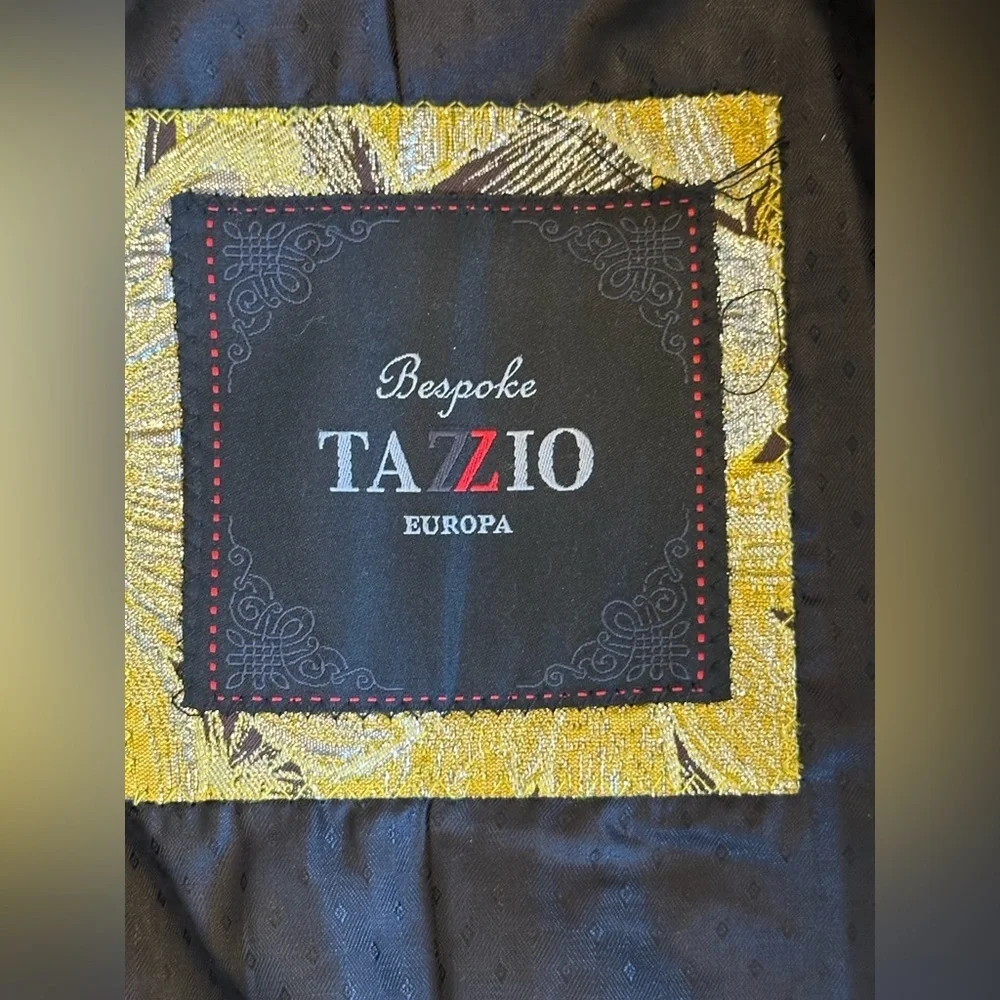Tazzio | Bespoke Europa Gold Floral Prom/Wedding Tux Jacket, Slim Fit Size XL